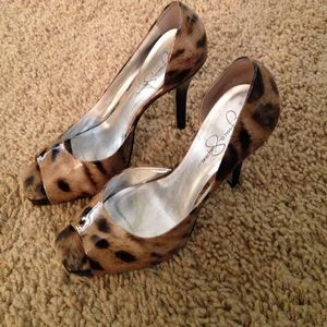 Leopard Peep Toe Heels
