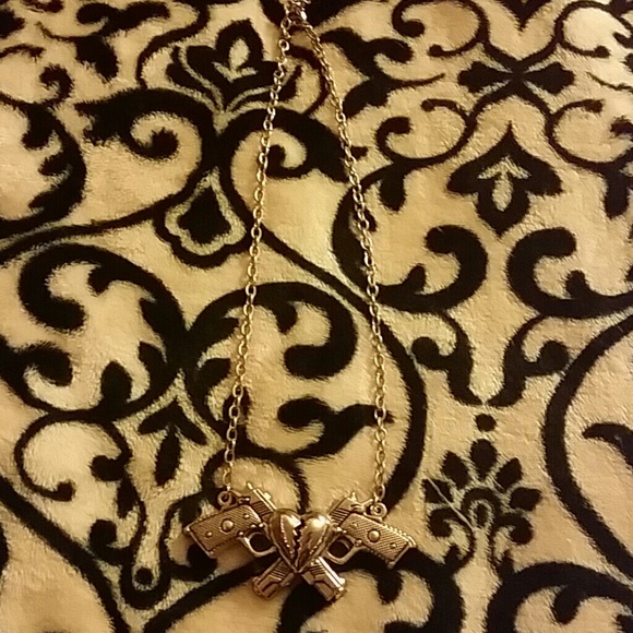 Silver gun necklace