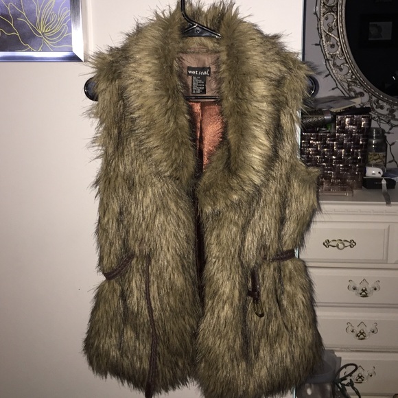 Brown faux fur vest