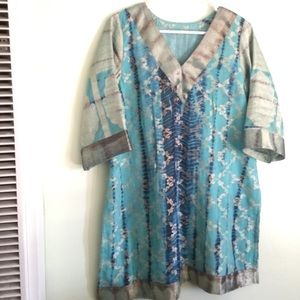 Turquoise silk dress