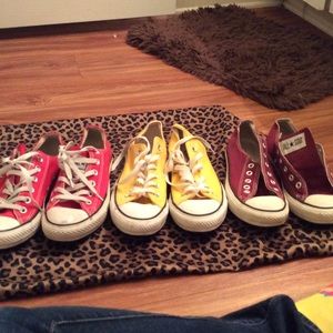 Red yellow burgundy converse