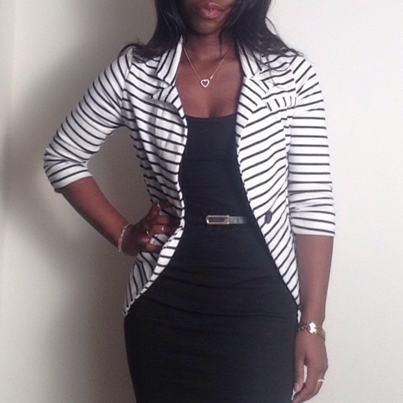 Black and white striped blazer