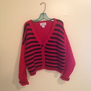 Red/Black Striped Cardigan (vintage)