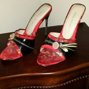 Colin Stuart super high Asian patterned heels.