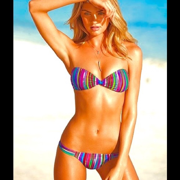 VS Beach Sexy Bright Stripe Bikini Bottoms - Small