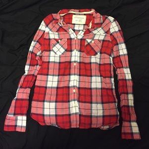 Aeropostale Red White & Navy Blue Flannel