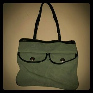 Suede handbag.