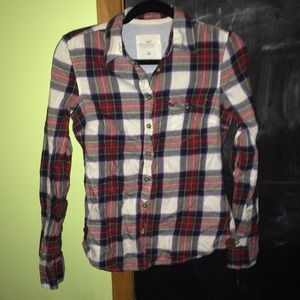 Plaid shirt w/elbow patches
