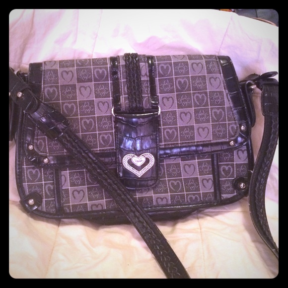Black Canvas/Leather Croc Embossed Small Clutch