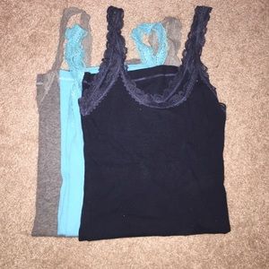 Grey, Aqua Blue, Navy Blue lace tank top