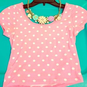 Pink Polka Dot Crop Top