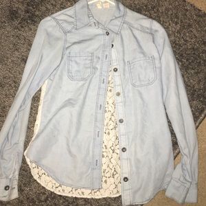 Jean top with lace back