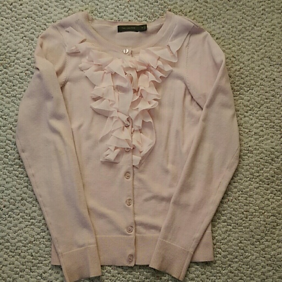 The Limited pink ruffled cardigan xs