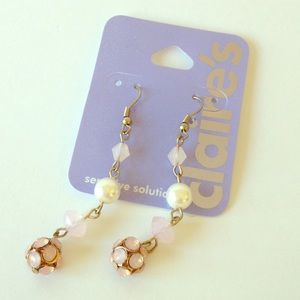 Pearl and Pink Dangle Earrings