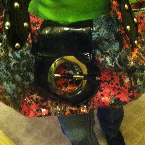 Wild colorful snakeskin purse