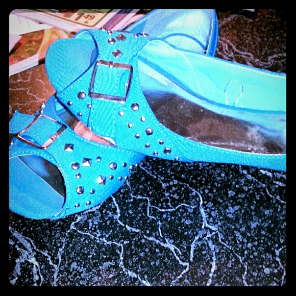 Light blue flats