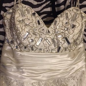 White jeweled a-line prom dress. Size 6