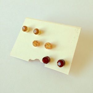 3 Pairs Brown Shades Earrings