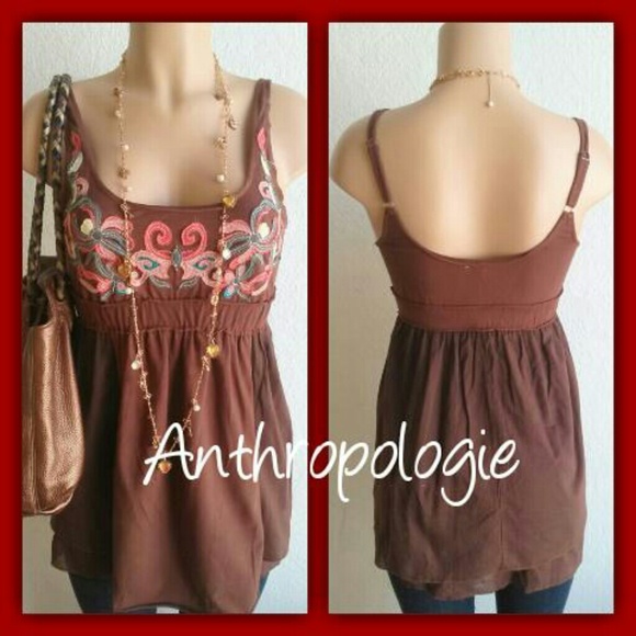 *HOLD*ANTHROPOLOGIE AQUARIUS BROWN TOP
