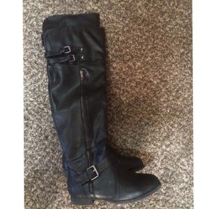 Over the knee black riding boots