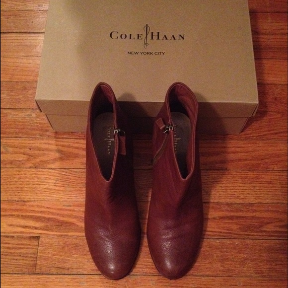 Cole Haan Shoes - Cole Haan Leather Cognac Booties