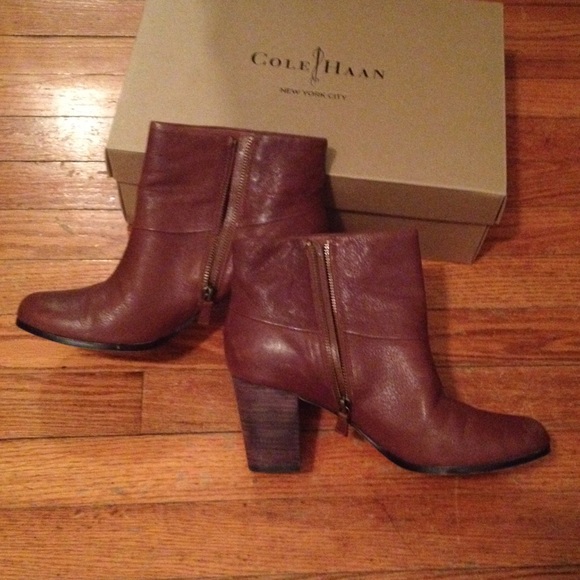 Cole Haan Leather Cognac Booties - Picture 3 of 4