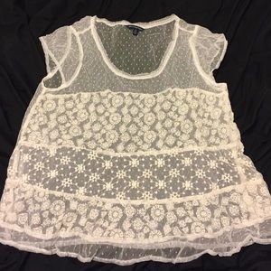 Cream Colored Lacey AEO Top