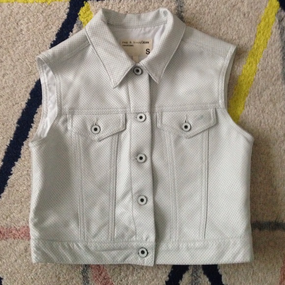 rag & bone Jackets & Blazers - Rag & Bone white perforated leather vest.