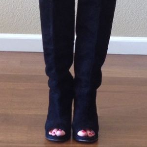 Black suede over the knee boots.