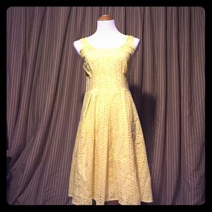 Calvin Klein yellow eyelet dress