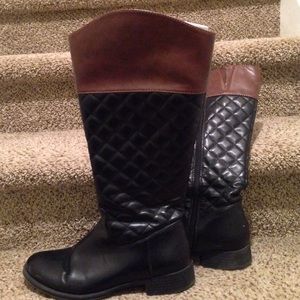 Quilted two-tone riding boots