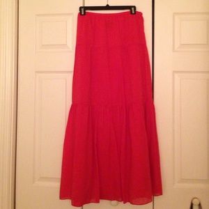 Red maxi skirt