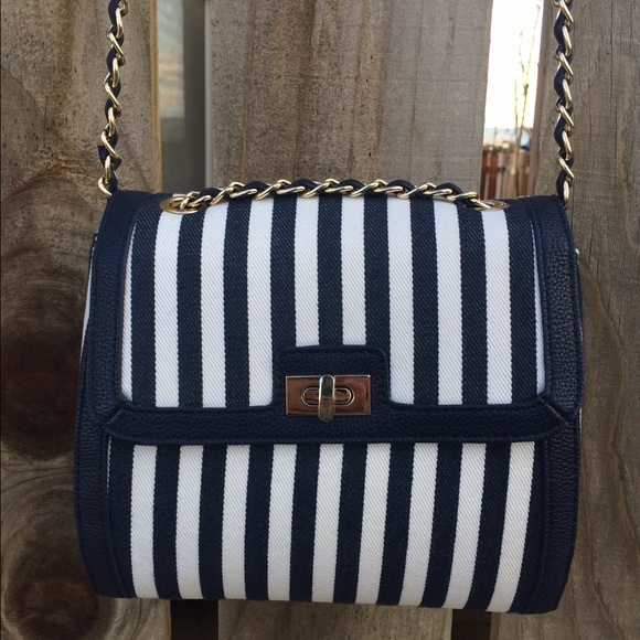 Navy and White Crossbody Purse