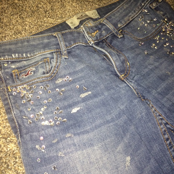 Embellished medium wash Hollister Skinny Jeans