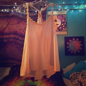 White tank with sunflower trim