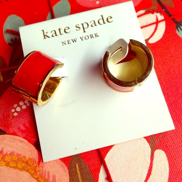 Kate Spade Earrings - "Bar" in Red and Gold