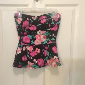 Pretty Floral Strapless Top