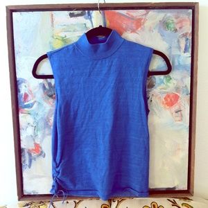 70s vibrant blue sleeveless turtleneck