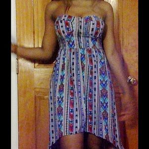 💎TRADED💎 Tribal Print High-Low Dress blue