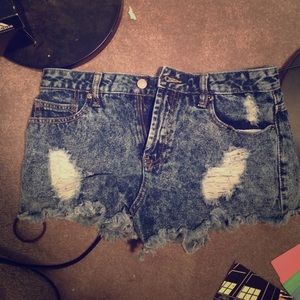 High wasted distressed shorts