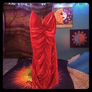 Red short fitted formal dress