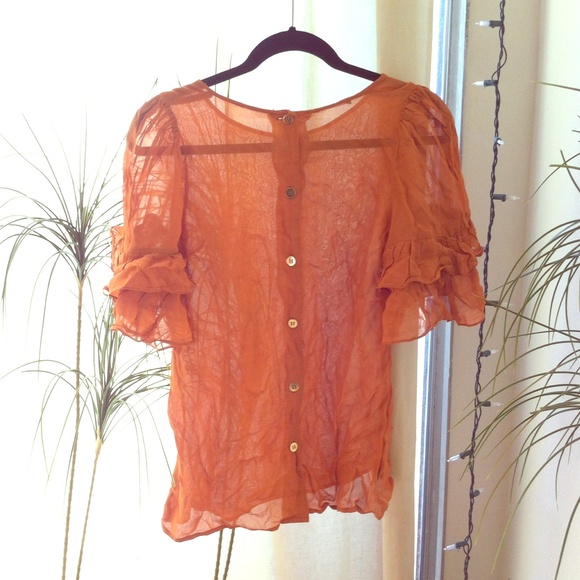 Sheer vintage orange top