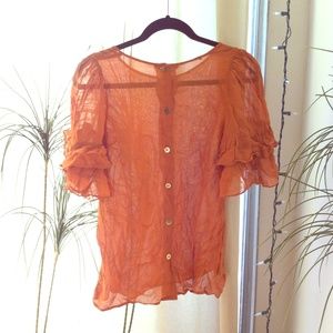 Sheer vintage orange top