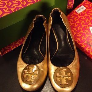Tory Burch Reva Flat - Distressed Gold