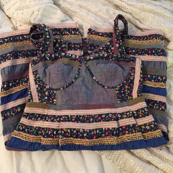 Free people patchwork dress floral gorgeous size 4
