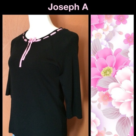 Joseph A black and pink ribbon top - Picture 1 of 4