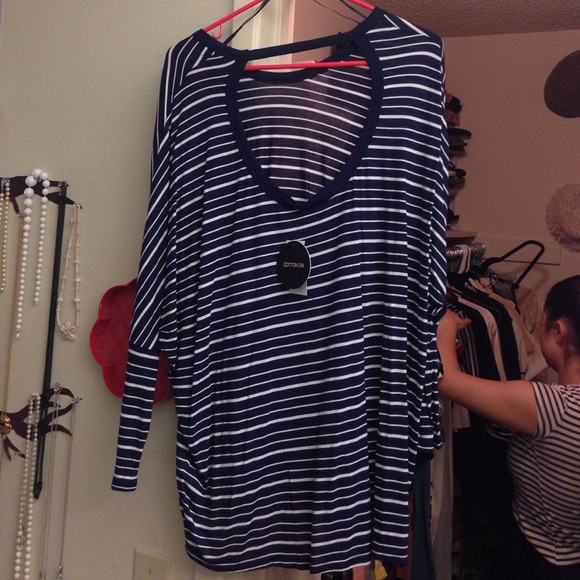 Cotton On striped navy/white top