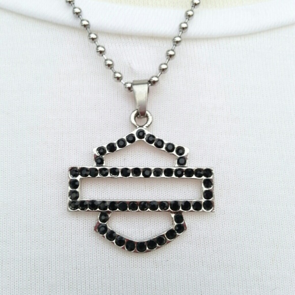 Harley Davidson Black Rhinestone Pendent necklace