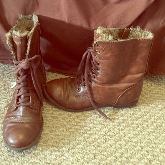 Brash Brown Lace up/zip combat boots - Picture 1 of 4