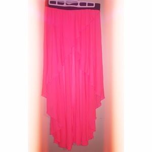 Beautiful neon pink High-Low Sheer Skirt